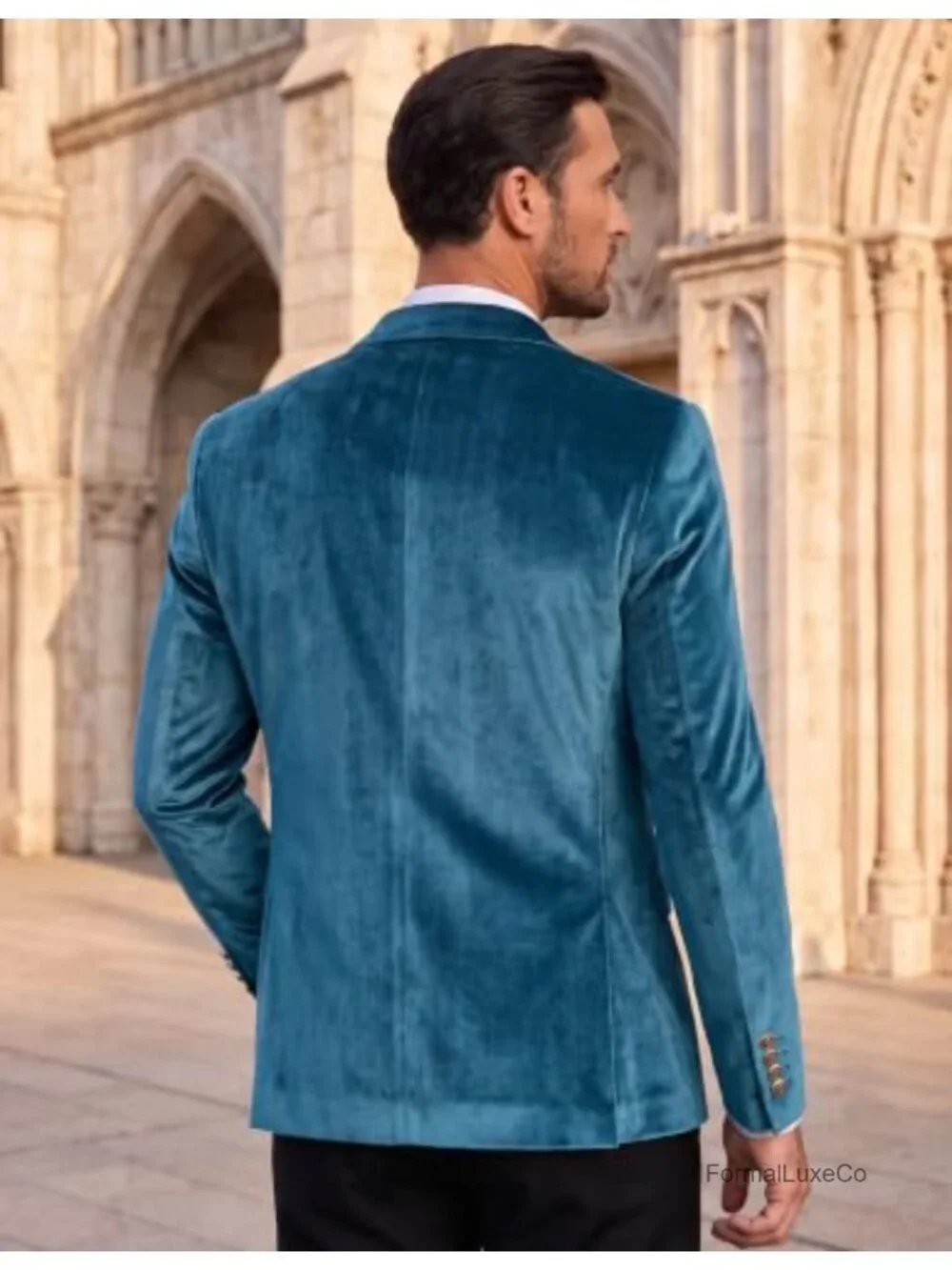 Men's Velvet Tuxedo Blazer One Button Slim Fit Wedding Suit Jacket